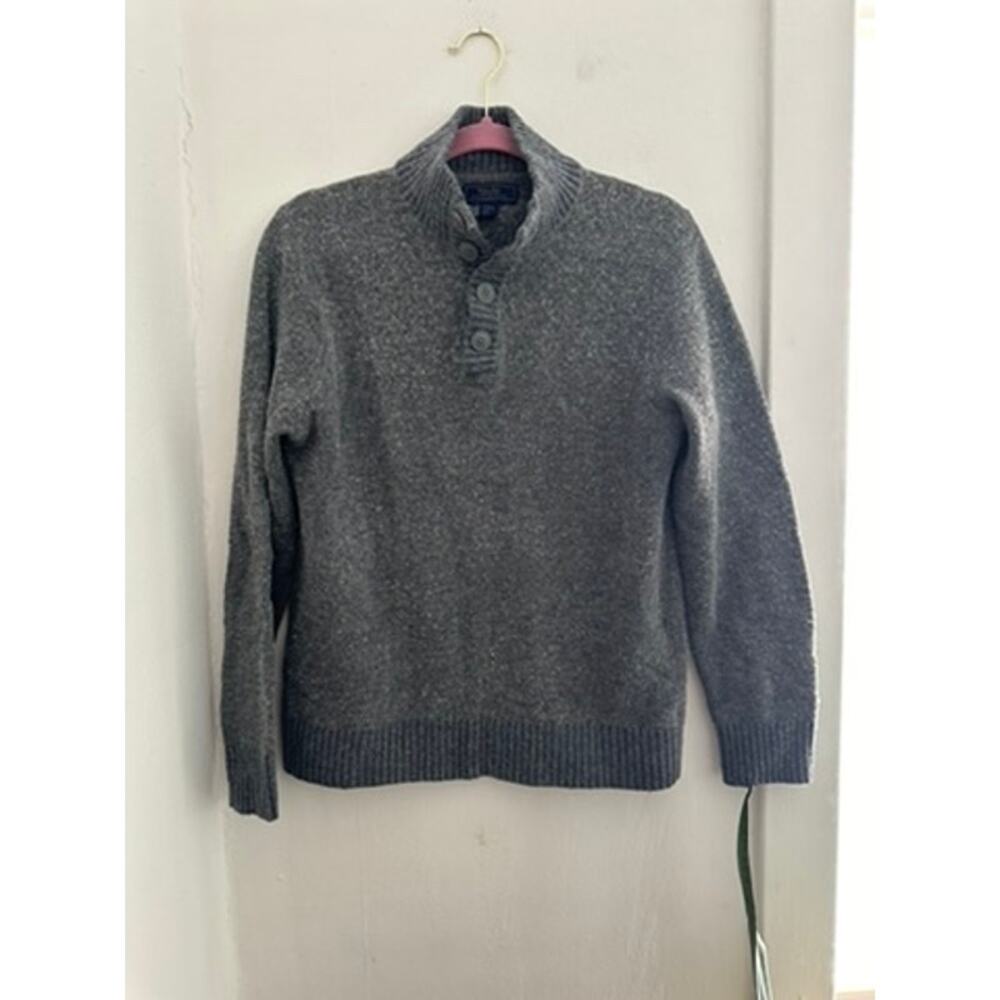 WILKEN BROS. Men's Gray Lambswool Blend Sweater | Size Medium
